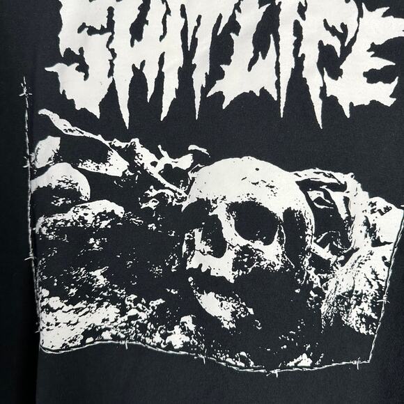 Grindcore Band Tee Cut Off Cropped Graphic T-Shirt Sh!t Life Detroit - Picture 2 of 4